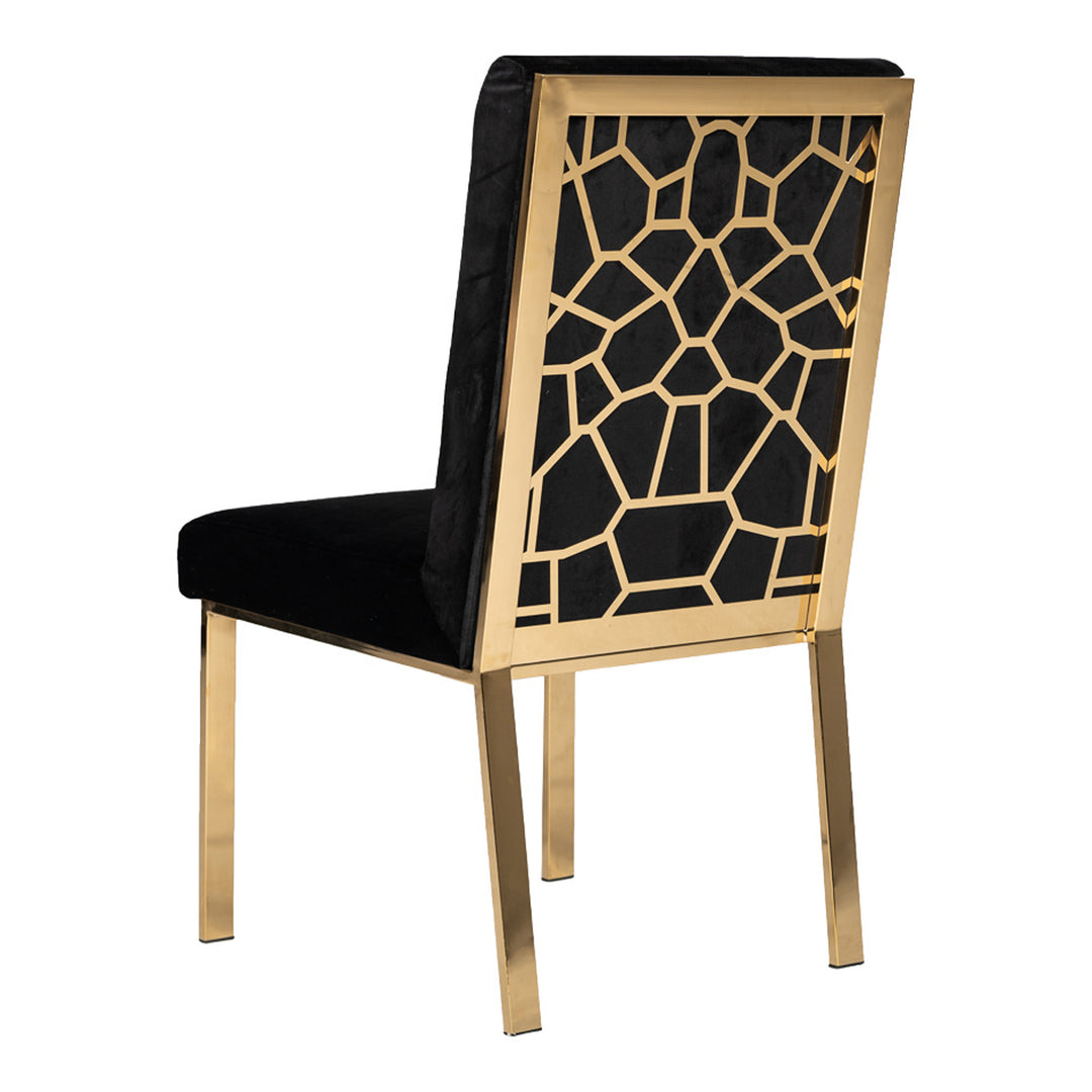 Reba Modern Black Velvet & Gold Dining Chair (Set of 2)