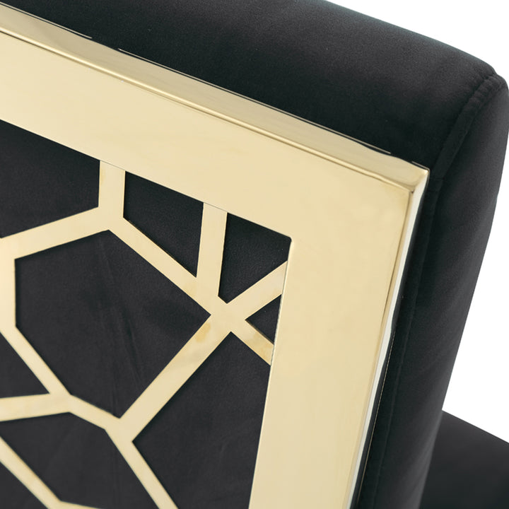 Reba Modern Black Velvet &amp; Gold Dining Chair (Set of 2)