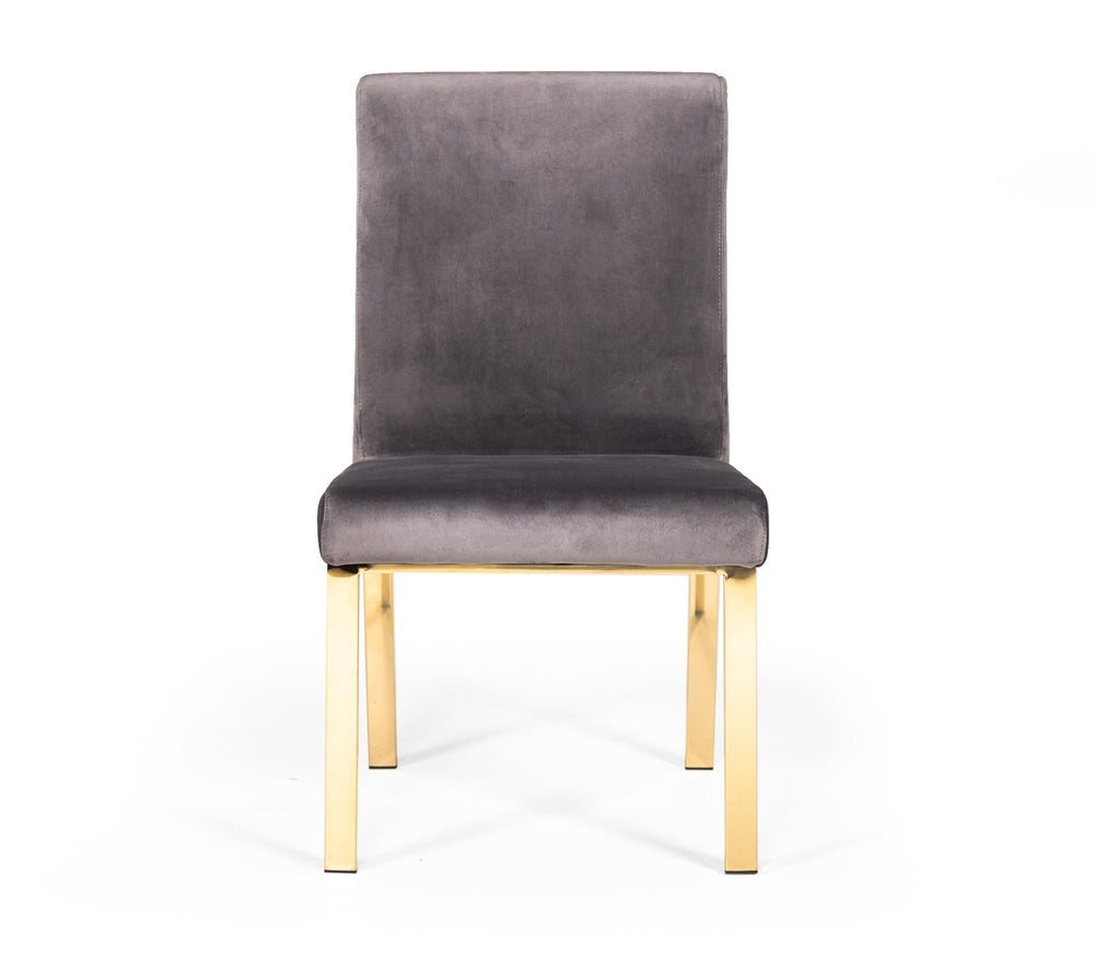 Reba Modern Grey Velvet & Gold Dining Chair (Set of 2) - View 4