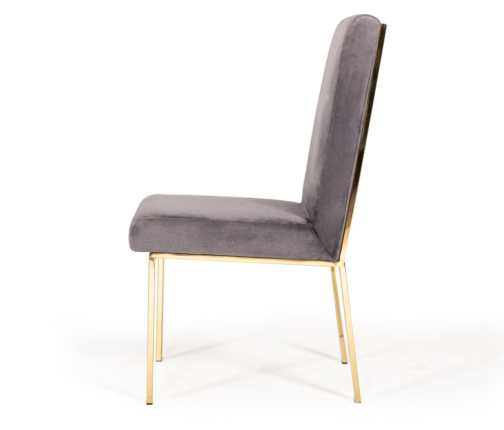 Reba Modern Grey Velvet & Gold Dining Chair (Set of 2) - View 3