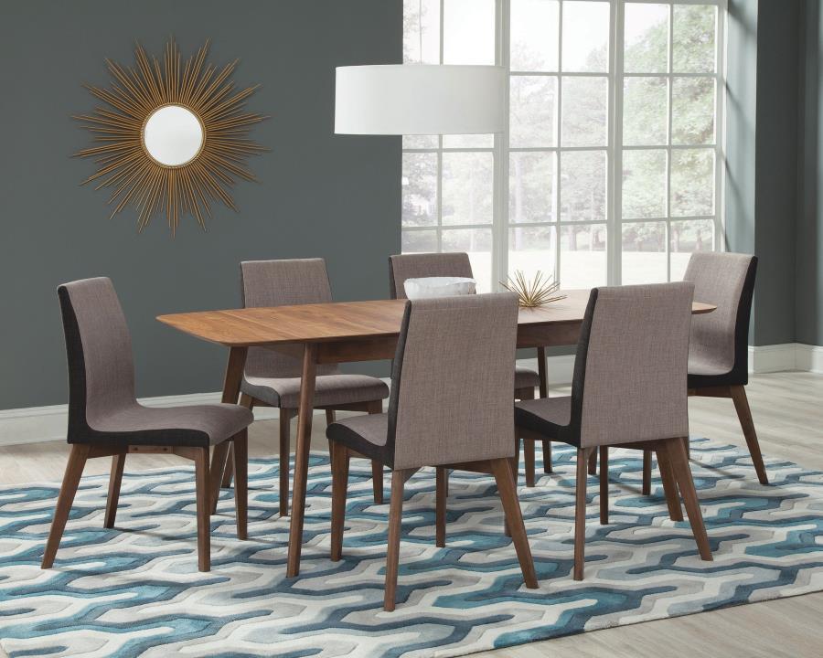 Redbridge - Extension Leaf Dining Table - Natural Walnut Dining Table with Extension modern furniture Contempo Furniture