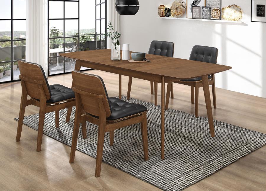 Redbridge - Rectangular 5 Piece Dining Set - Natural Walnut 5 - Piece Dining Room Set modern furniture Contempo Furniture