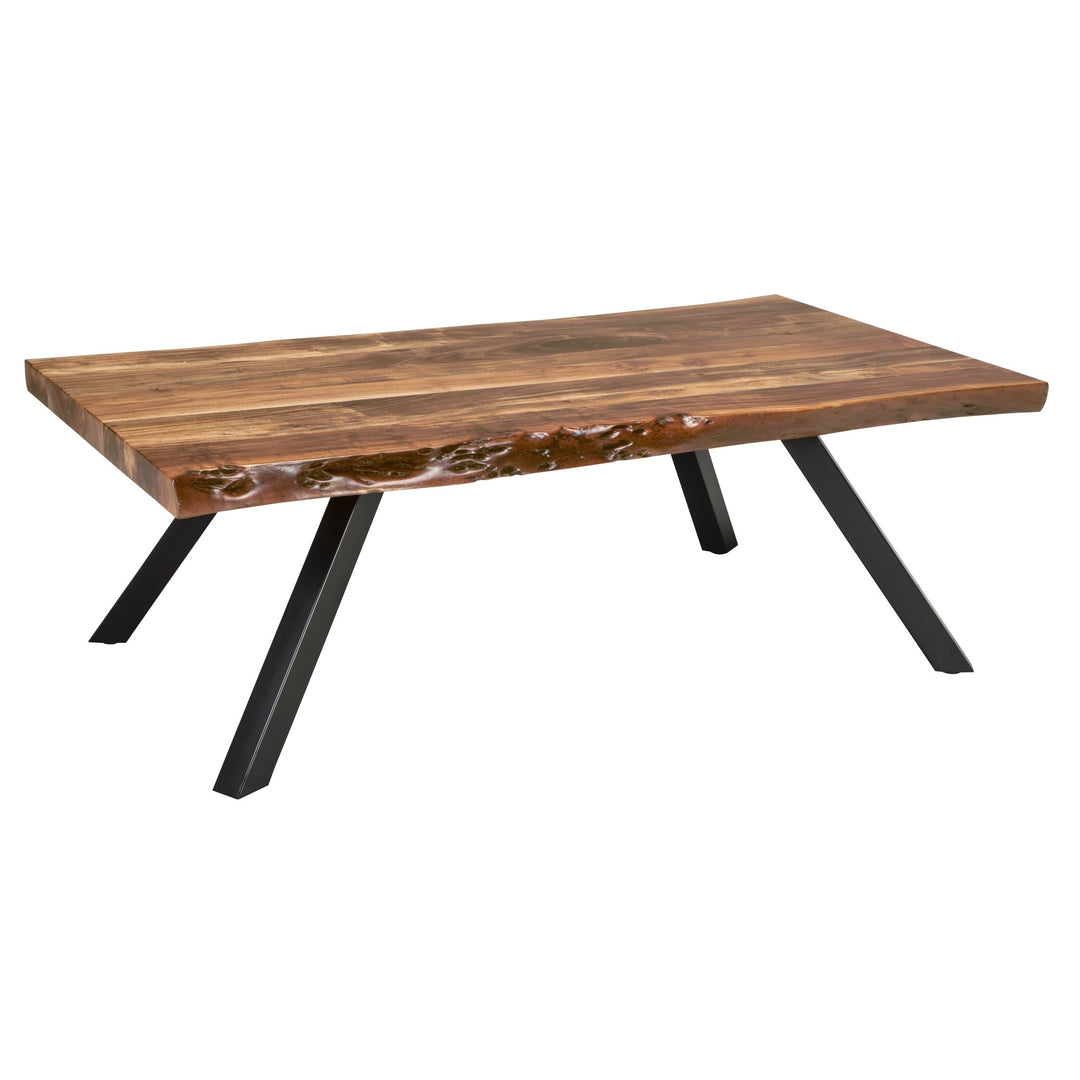 Reese Live Edge Solid Wood Metal Leg Coffee Table in Natural Acacia Coffee Table modern furniture Contempo Furniture
