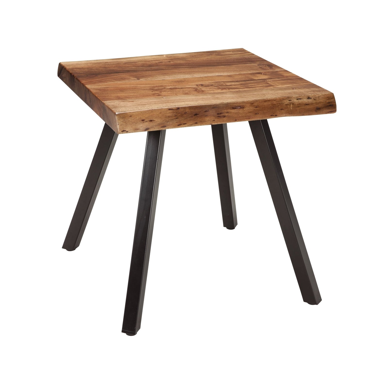 Reese Live Edge Solid Wood Metal Leg End Table in Natural Acacia End Table modern furniture Contempo Furniture