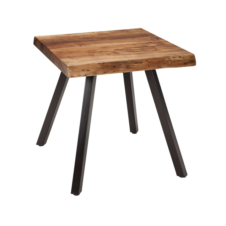 Reese Live Edge Solid Wood Metal Leg End Table in Natural Acacia End Table modern furniture Contempo Furniture