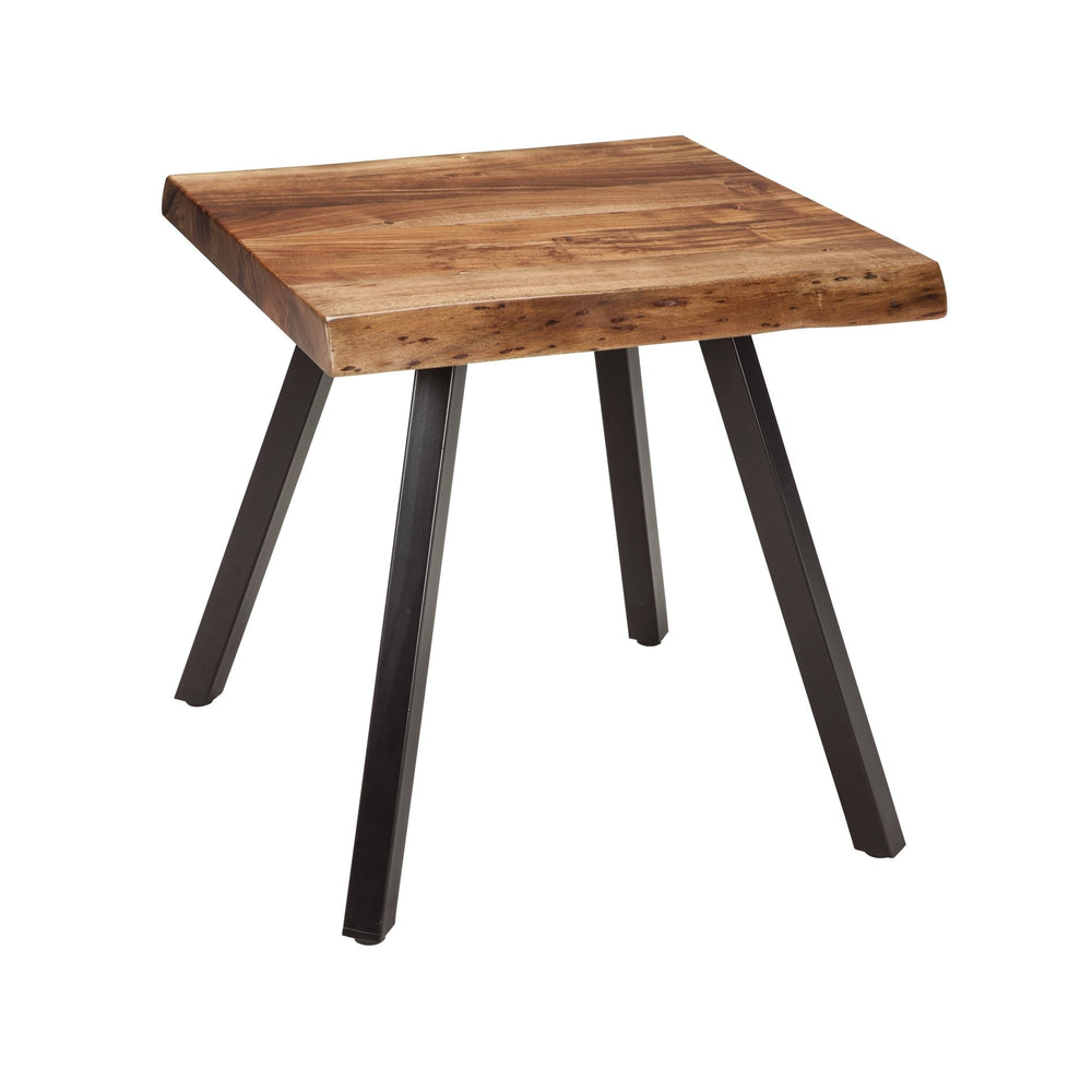 Reese Live Edge Solid Wood Metal Leg End Table in Natural Acacia End Table modern furniture Contempo Furniture