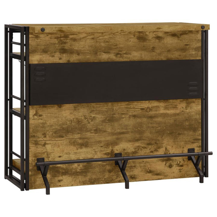 Renaldi - 3 - Shelf Home Bar Wine Cabinet - Rustic Nutmeg Wine Cabinet modern furniture Contempo Furniture