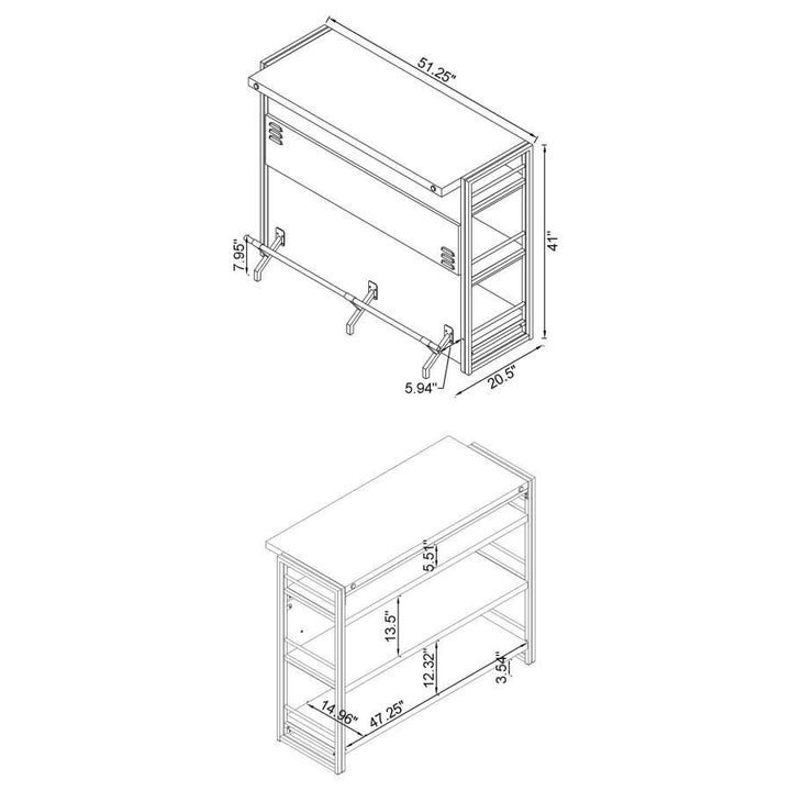 Renaldi - 3 - Shelf Home Bar Wine Cabinet - Rustic Nutmeg Wine Cabinet modern furniture Contempo Furniture