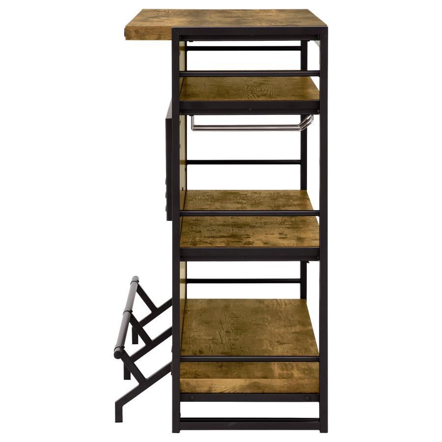 Renaldi - 3 - Shelf Home Bar Wine Cabinet - Rustic Nutmeg Wine Cabinet modern furniture Contempo Furniture