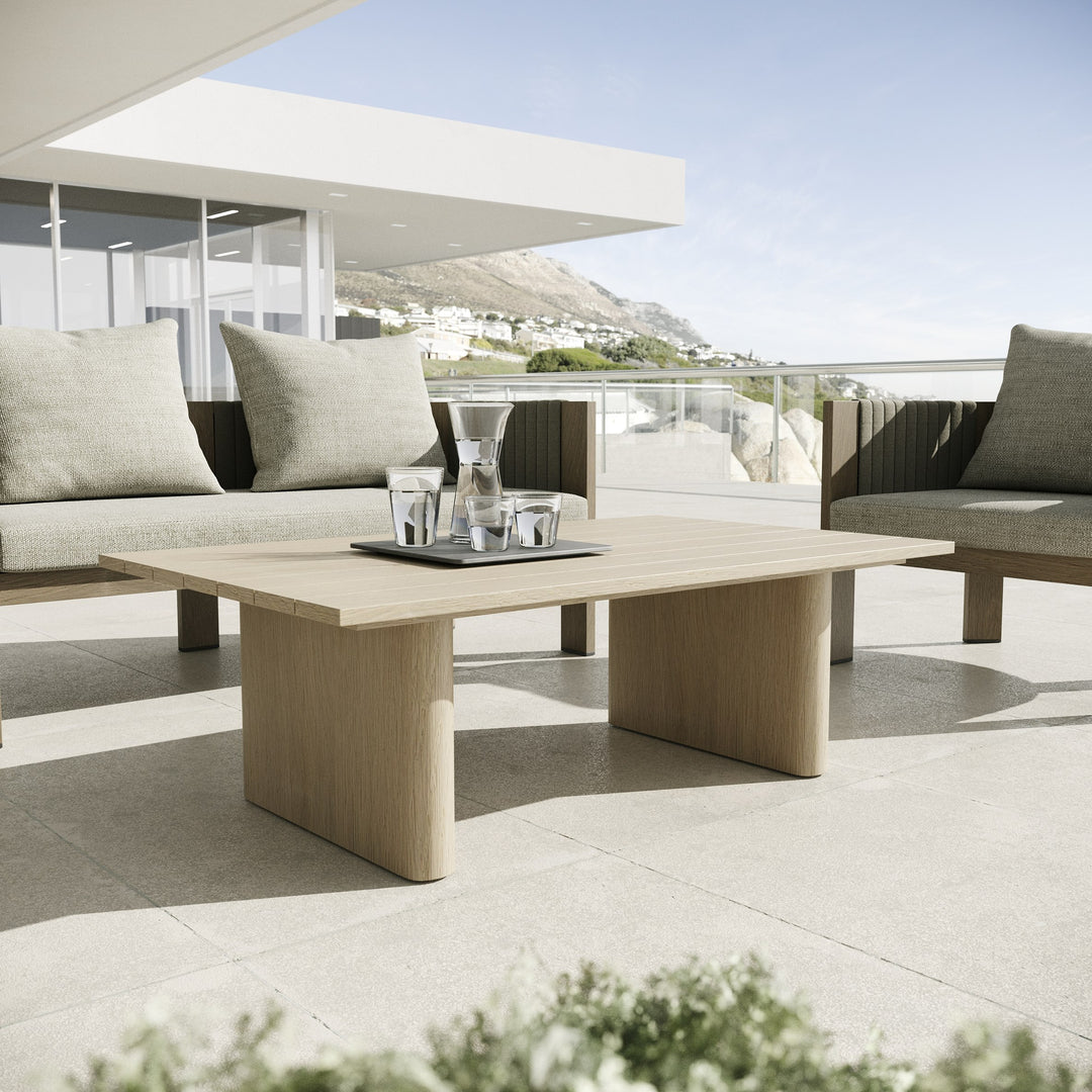 Salvora - Outdoor Beige Fabric & Grey Rope Sofa Set