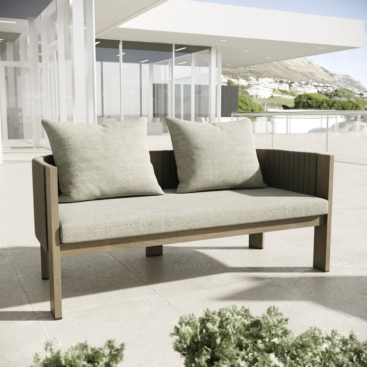 Salvora - Outdoor Beige Fabric &amp; Grey Rope Sofa Set