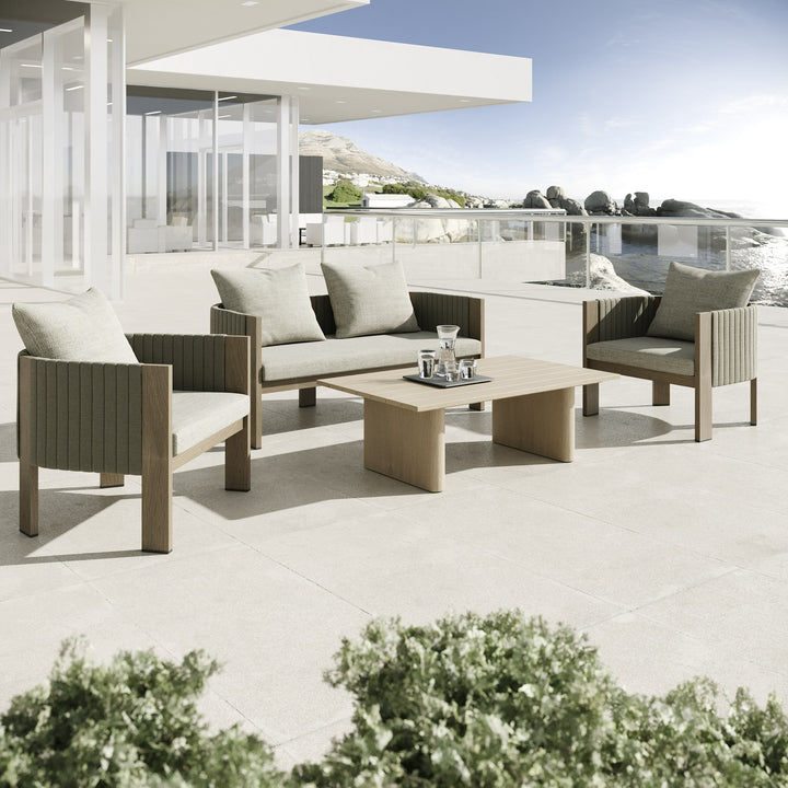 Salvora - Outdoor Beige Fabric &amp; Grey Rope Chair