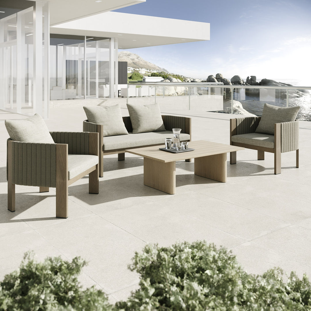 Salvora - Outdoor Beige Fabric & Grey Rope Loveseat