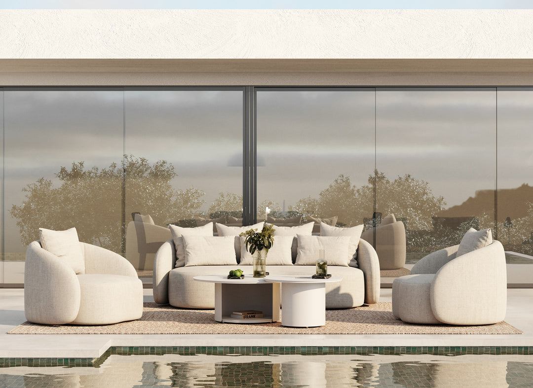 Tabarca - Outdoor Beige Fabric 3 Seat Sofa