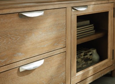 Rencott 80" TV Stand - Light Brown TV Stand modern furniture Contempo Furniture