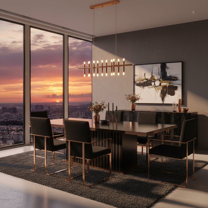 Talin Modern Black Crocodile & Rosegold Dining Table