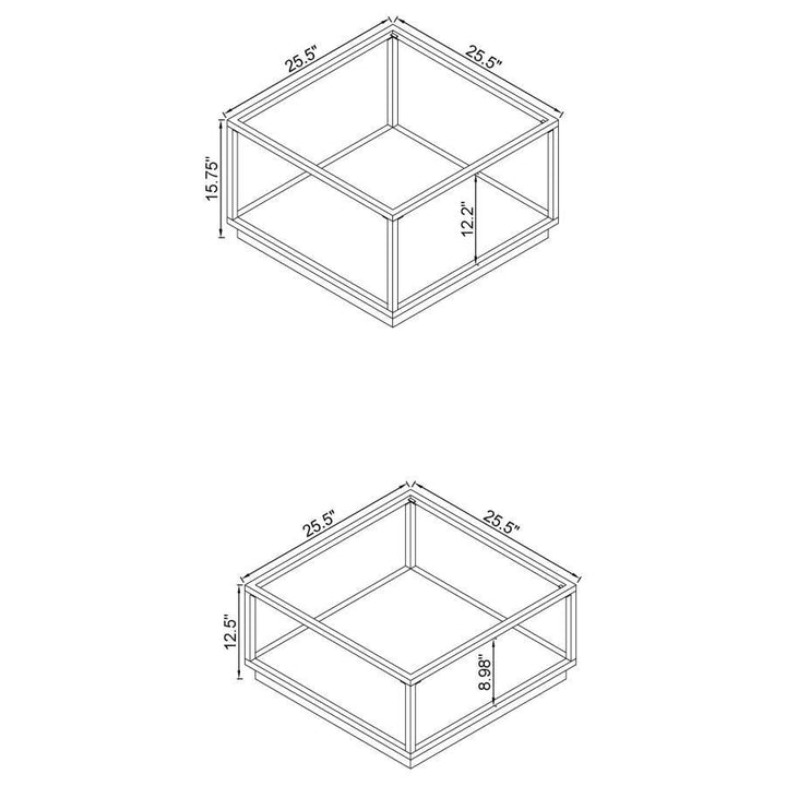 Renee - 2 Piece Square Coffee Table Set - Rose Brass Table Set modern furniture Contempo Furniture
