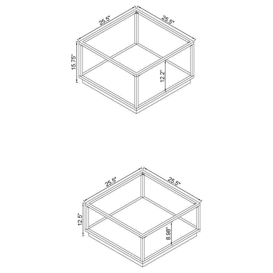 Renee - 2 Piece Square Coffee Table Set - Rose Brass Table Set modern furniture Contempo Furniture