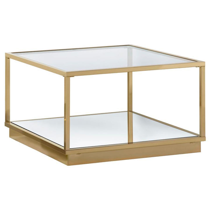 Renee - 2 Piece Square Coffee Table Set - Rose Brass Table Set modern furniture Contempo Furniture