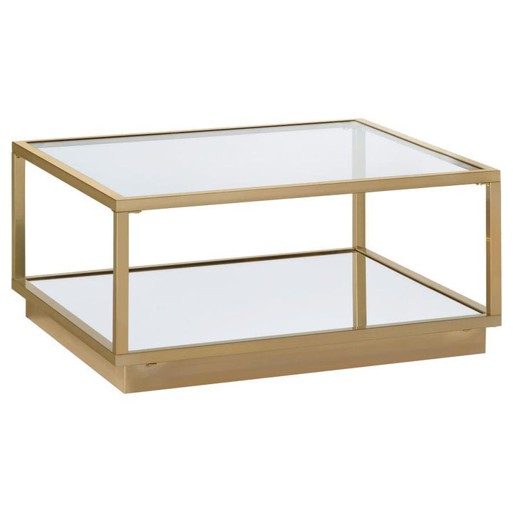 Renee - 2 Piece Square Coffee Table Set - Rose Brass Table Set modern furniture Contempo Furniture