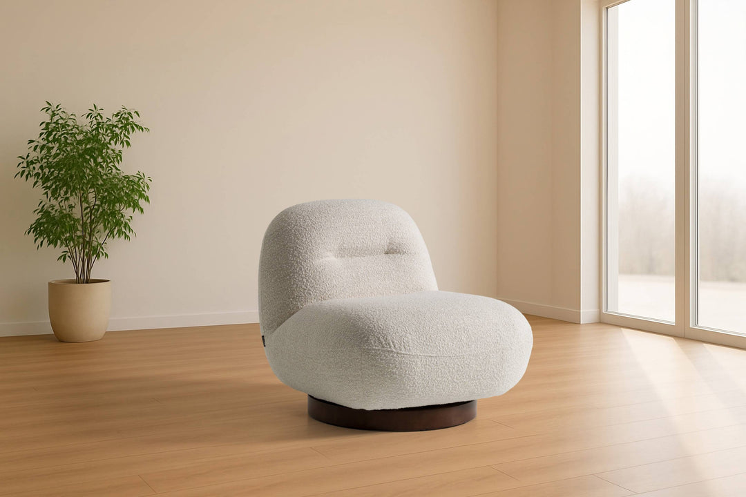 Renee - Modern Cream Fabric Swivel Chair