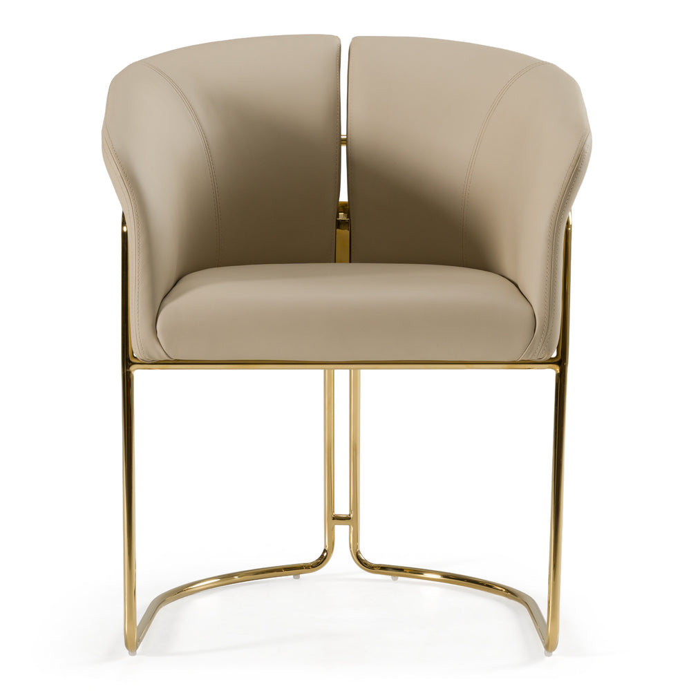 Renfew - Modern Beige Vegan Leather + Champagne Gold Dining Chair - View 4
