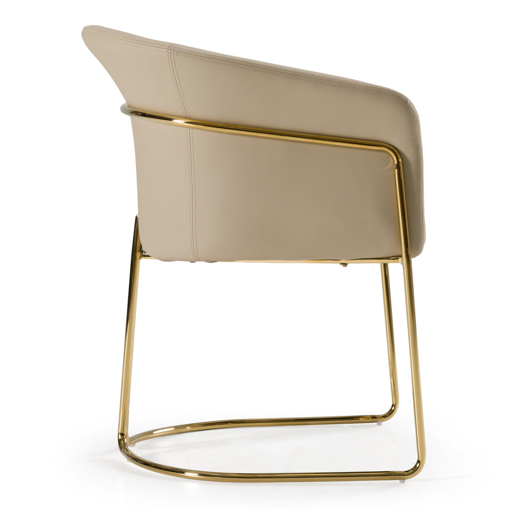 Renfew - Modern Beige Vegan Leather + Champagne Gold Dining Chair - View 5