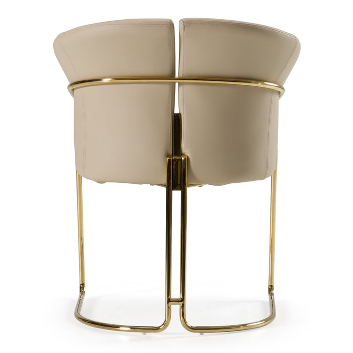 Renfew - Modern Beige Vegan Leather + Champagne Gold Dining Chair
