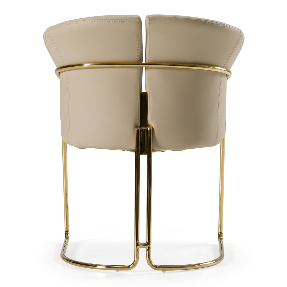 Renfew - Modern Beige Vegan Leather + Champagne Gold Dining Chair - View 6