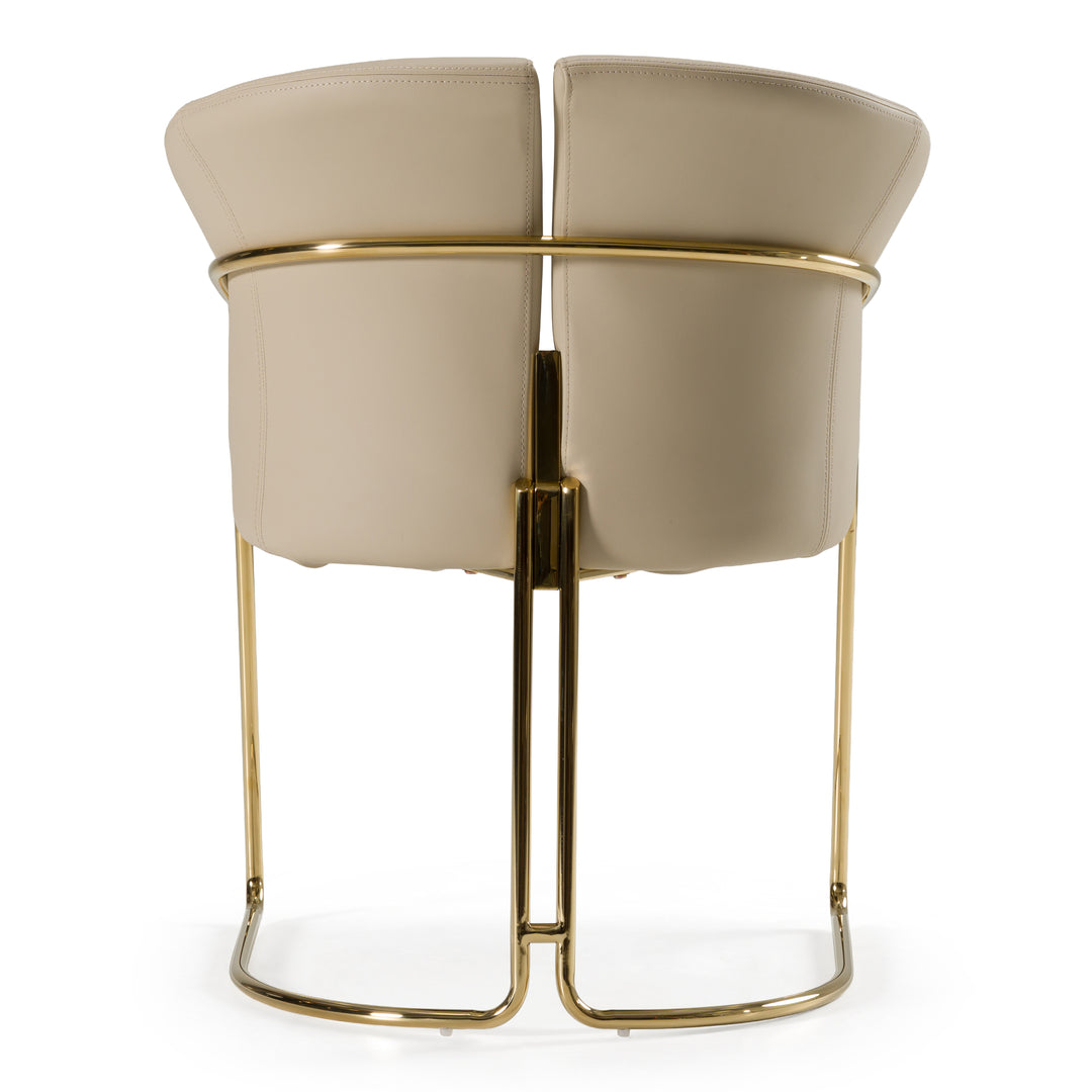 Renfew - Modern Beige Vegan Leather + Champagne Gold Dining Chair
