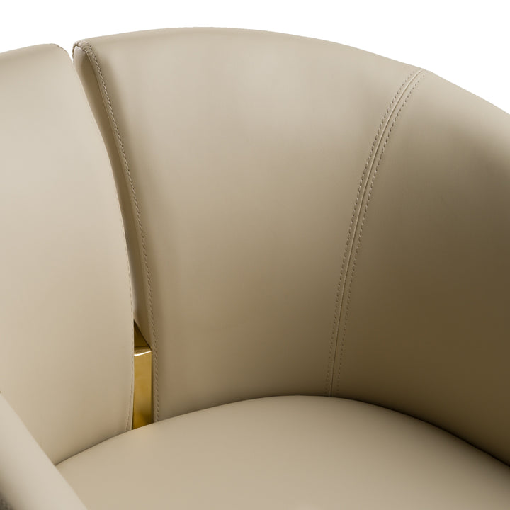 Renfew - Modern Beige Vegan Leather + Champagne Gold Dining Chair