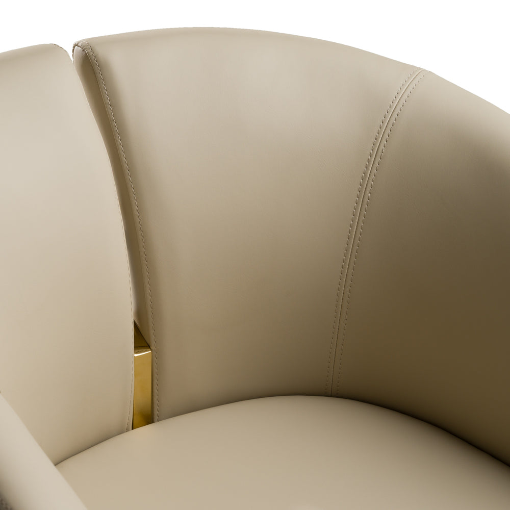 Renfew - Modern Beige Vegan Leather + Champagne Gold Dining Chair - View 8