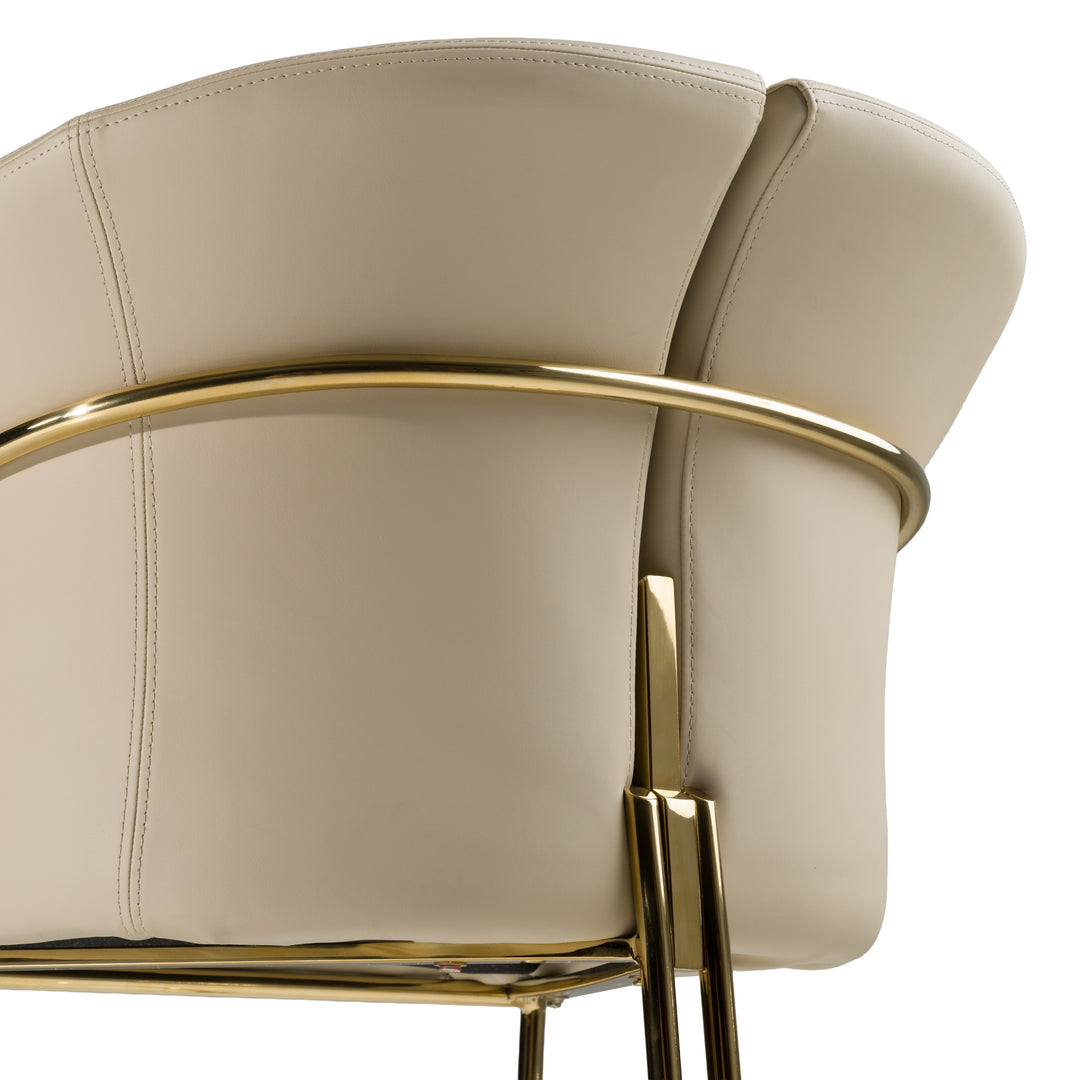 Renfew - Modern Beige Vegan Leather + Champagne Gold Dining Chair