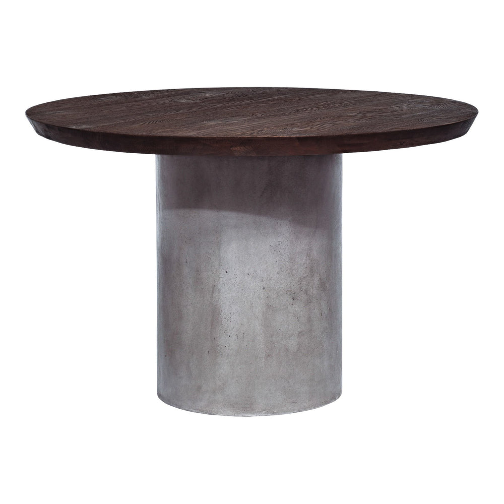 Renzo Modern Round Oak & Concrete Dining Table - View 12