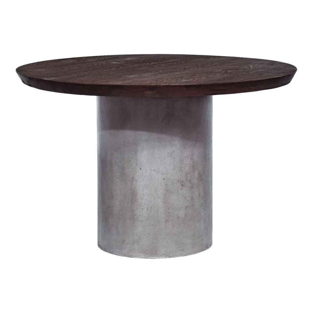Renzo Modern Round Oak & Concrete Dining Table