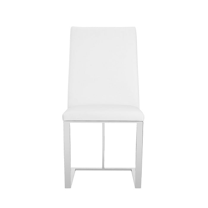 Frankie - Modern White  and  Brushed Stainless Steel Dining Chair