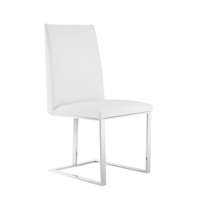 Frankie - Modern White  and  Brushed Stainless Steel Dining Chair