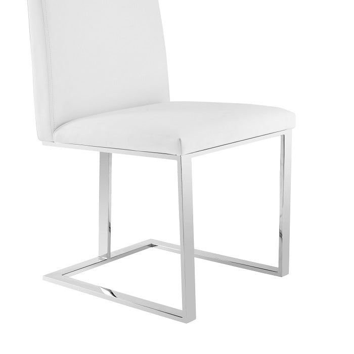 Frankie - Modern White  and  Brushed Stainless Steel Dining Chair