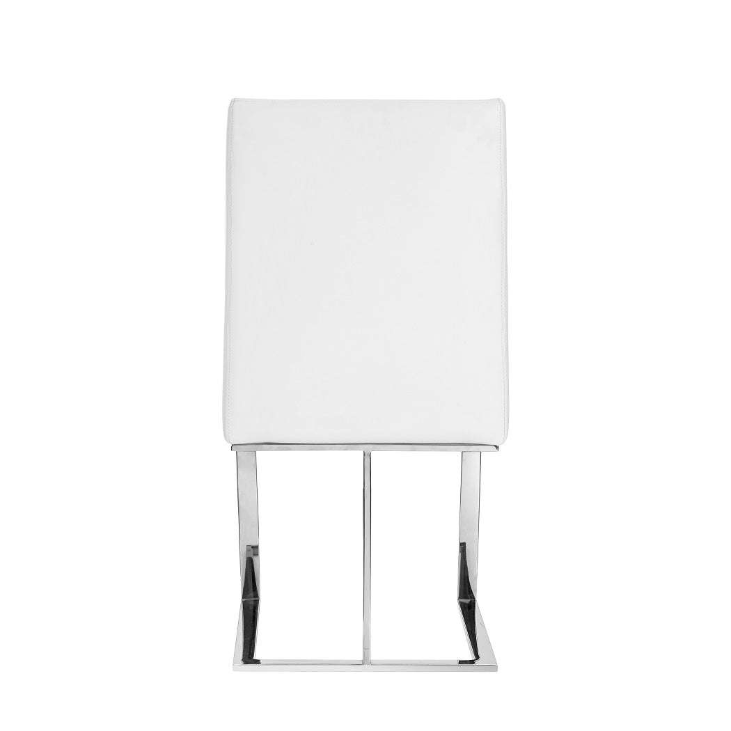 Frankie - Modern White  and  Brushed Stainless Steel Dining Chair