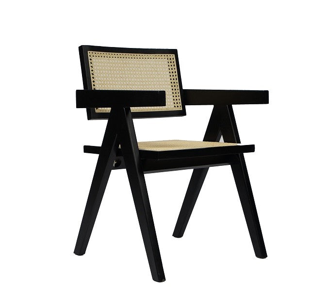 Aurora Modern Rattan and Wenge Dining Armchair
