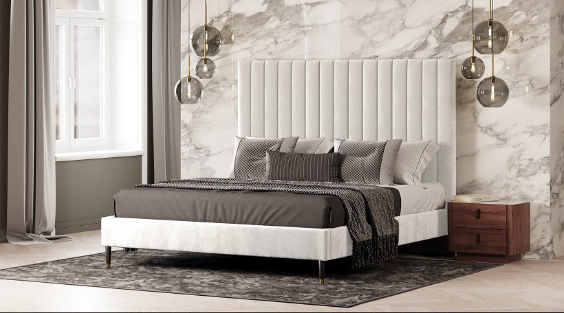 Hemlock - Contemporary White Fabric Bed