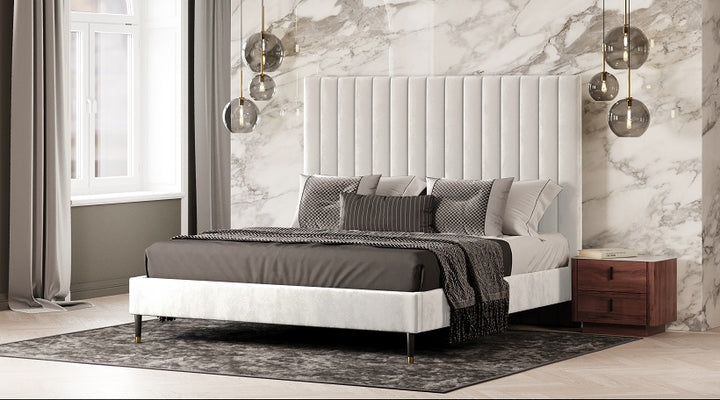 Hemlock - Contemporary White Fabric Bed