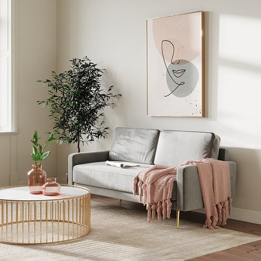 Huffine - Modern Grey Fabric Sofa