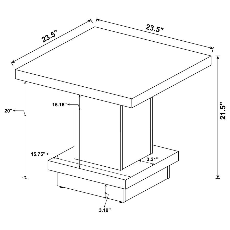 Reston - 2 Piece Square Coffee And End Table Set - Cappuccino Table Set modern furniture Contempo Furniture