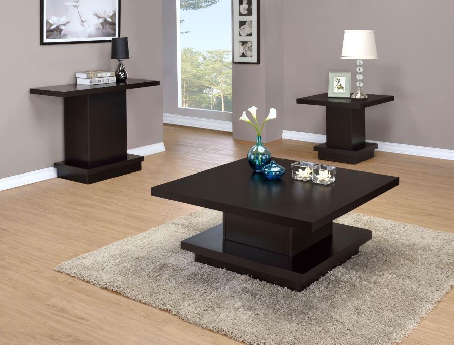 Reston - Engineered Wood Pedestal Console Table - Cappuccino Console Table modern furniture Contempo Furniture
