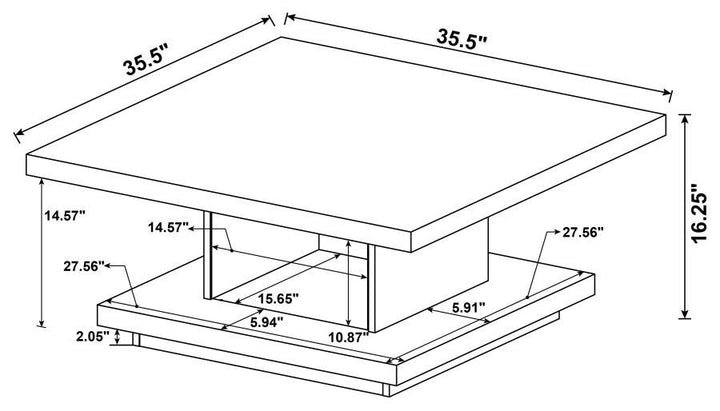 Reston - Square Engineered Wood Coffee Table - Cappuccino Coffee Table modern furniture Contempo Furniture