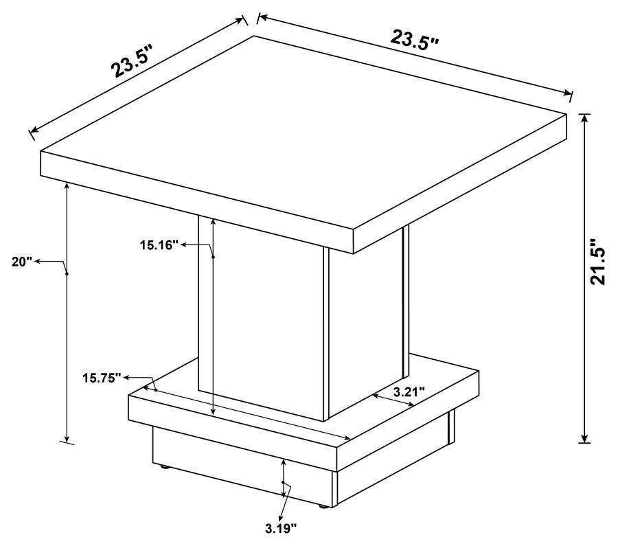 Reston - Square Engineered Wood Side End Table - Cappuccino End Table modern furniture Contempo Furniture