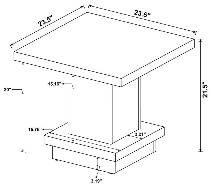 Reston - Square Engineered Wood Side End Table - Cappuccino End Table modern furniture Contempo Furniture