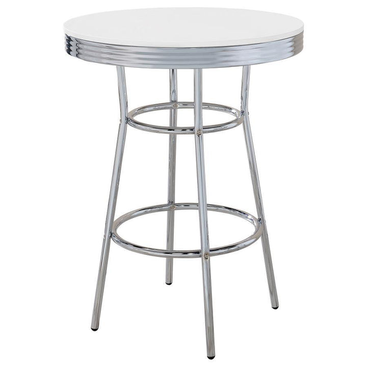 Retro - 3 Piece Round 1950s Bistro Pub Bar Table Set - White 3 - Piece Dining Room Set modern furniture Contempo Furniture