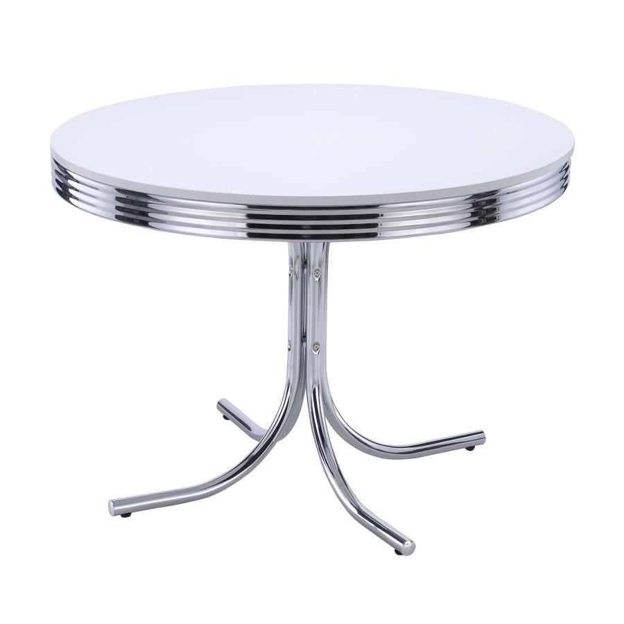 Retro - 5 Piece Round Dining Table Set - White And Red 5 - Piece Dining Room Set modern furniture Contempo Furniture
